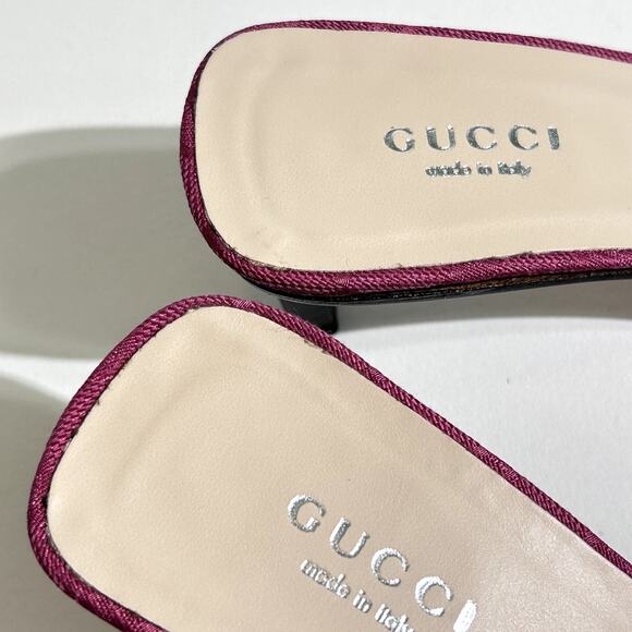 Gucci Vintage 1990s Monogram GG Logo Canvas Mule Slide heels in Plum Pink - Picture 11 of 12
